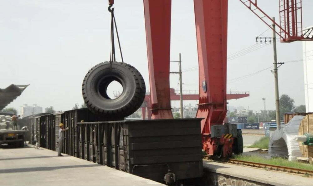 shipping tires on railway